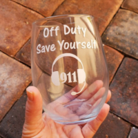 Off Duty Save Yourself Dispatcher Wine Glasses - Image 2