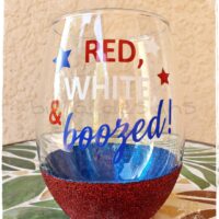 Red, White and Boozed Glitter Dipped Wine Glass - Image 2