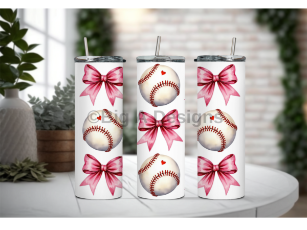 Cute Baseballs and Bows Tumbler