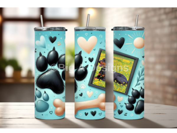 Personalized with Photo Blue Dog Paw Tumbler